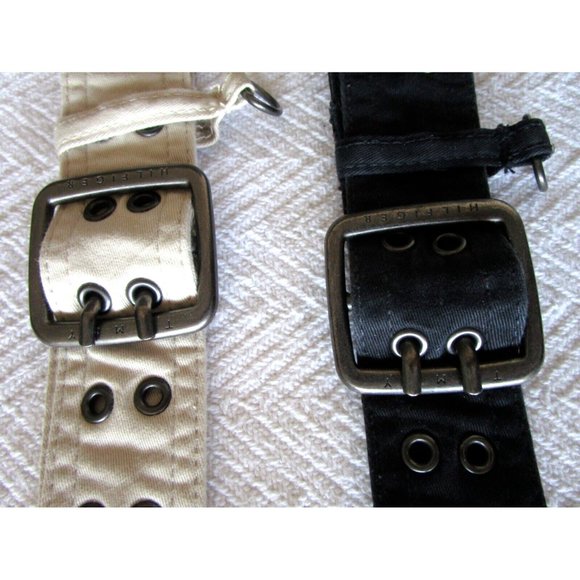 Tommy Hilfiger Women's Belts Cotton (Lot 2) - Black/Off White - Brushed Silver - Picture 5 of 15